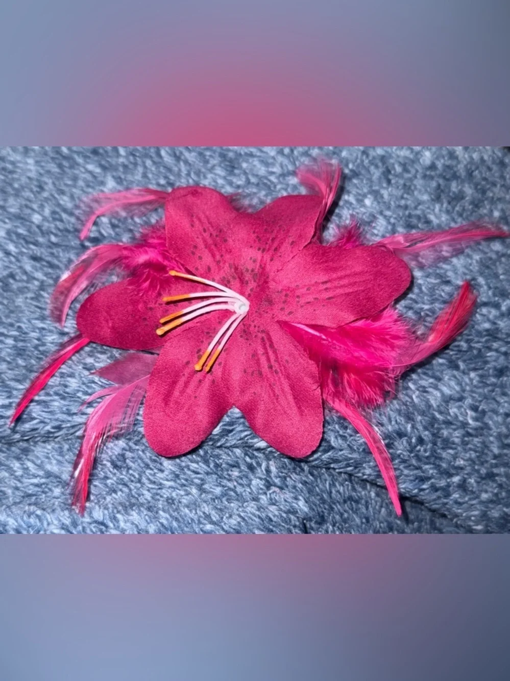 Pink Floral Feather Hair Clip - Women Accessories